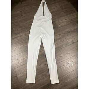 Do MY Self White Halter Neck Seamless Bodycon Jumpsuit Stretchy Sleek Romper  M